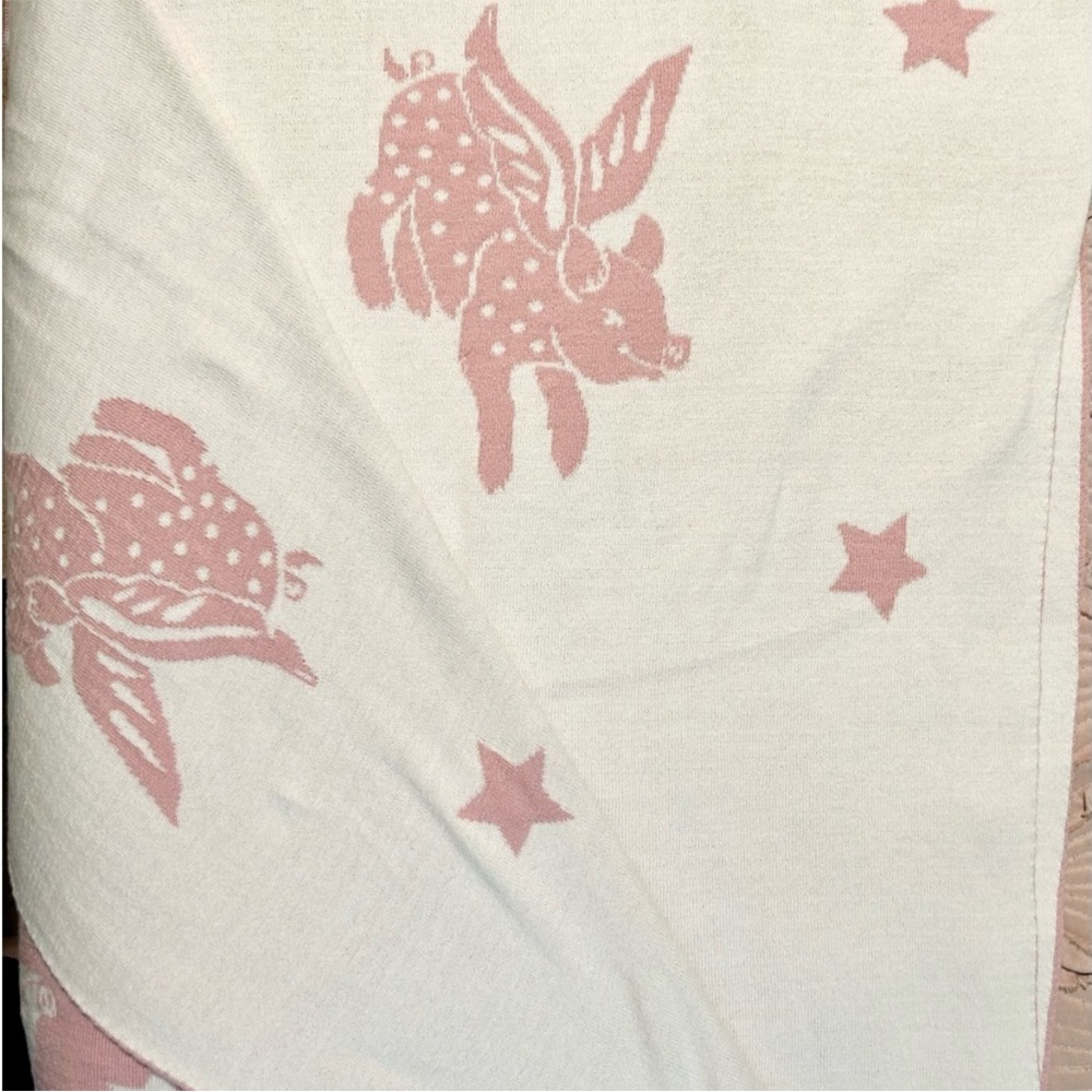 Cath Kidston Flying Pigs Cherub Throw Blanket Pink 125x150 Rare UK